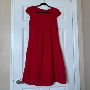 TALIA Benson Red Linen Dress Italy Size Small